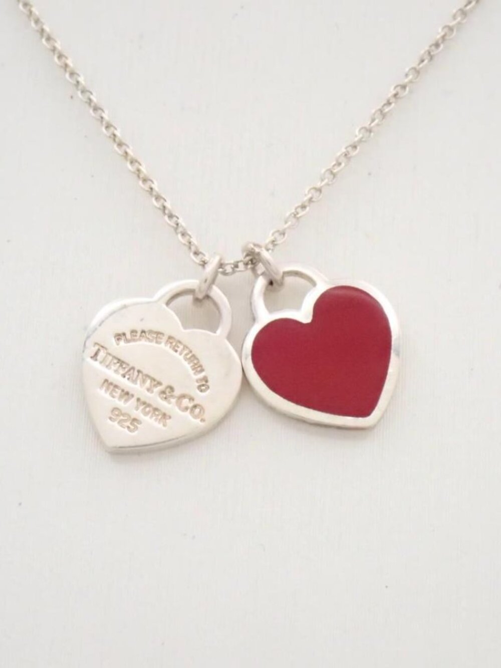 Tiffany & Co. Please Return Double Heart Tag in Red 925